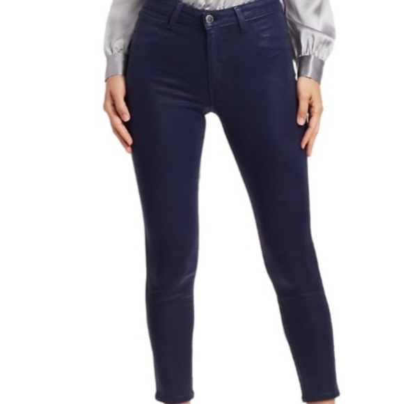 L'AGENCE Pants - L'agence Margot Skinny High Rise Navy Coated Pants Size 27 Revolve